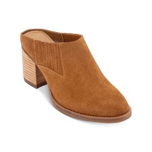 AQUA COLLEGE Womens Brown Nan Slip On Leather Heeled Mules Shoes 9.5 M